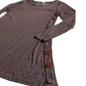 NWOT! iGENJUN L/S Shirt Dress Button Accents Asymmetrical Hem